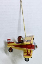 Vintage Retro Tin Toy Flying AIRPLANE Christmas Tree Ornament - Germany