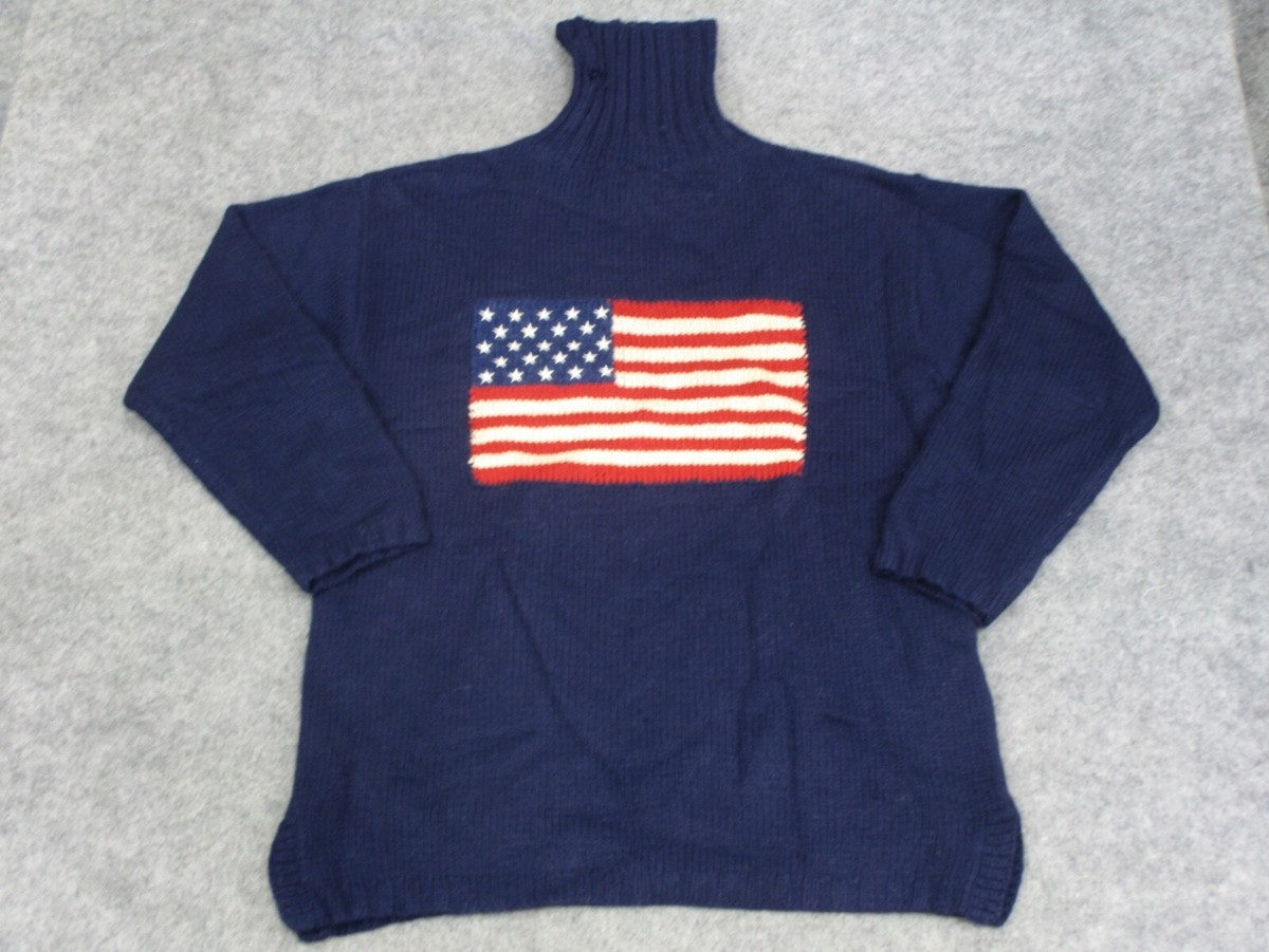 Vintage Ralph Lauren Country Sweater Mens Medium American Flag 