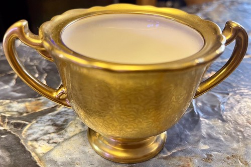 Pickard #503 und # 511 Milchkännchen & Zuckerschüssel Gold Blumenmuster