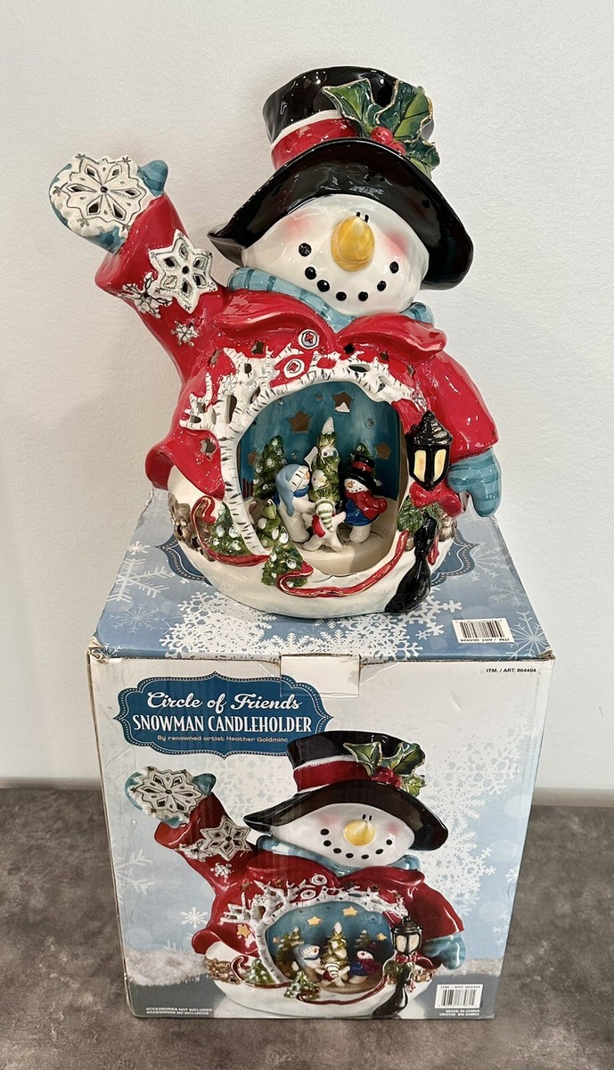 NEW Blue Sky Circle of Friends SNOWMAN Candleholder Christmas