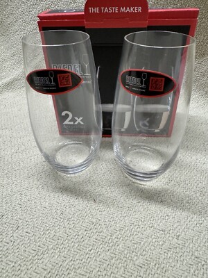 Riedel Wine ''O'' Wine Tumbler - Champagne - 2 Glasses- Brand New in Original Box