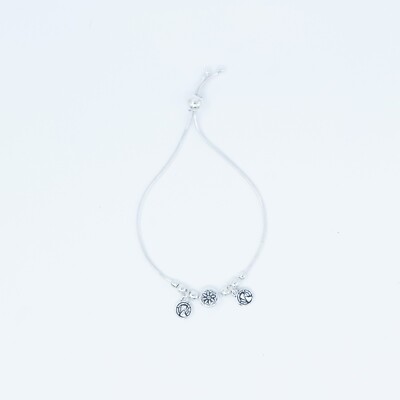 925 Solid Sterling Silver Round Flower Elegant Bracelet With Close Bid For Women