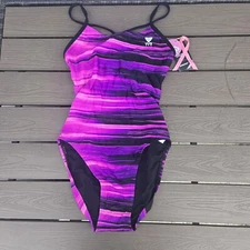 TYR Black/Pink/Purple DuraFast Elite Lumen CutoutFit Girl Sz 22 One Piece 