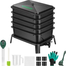 VIVOSUN 5-Tray Worm Composter 13gal/50 L Worm Compost Bin w/ Worm Farm Kit