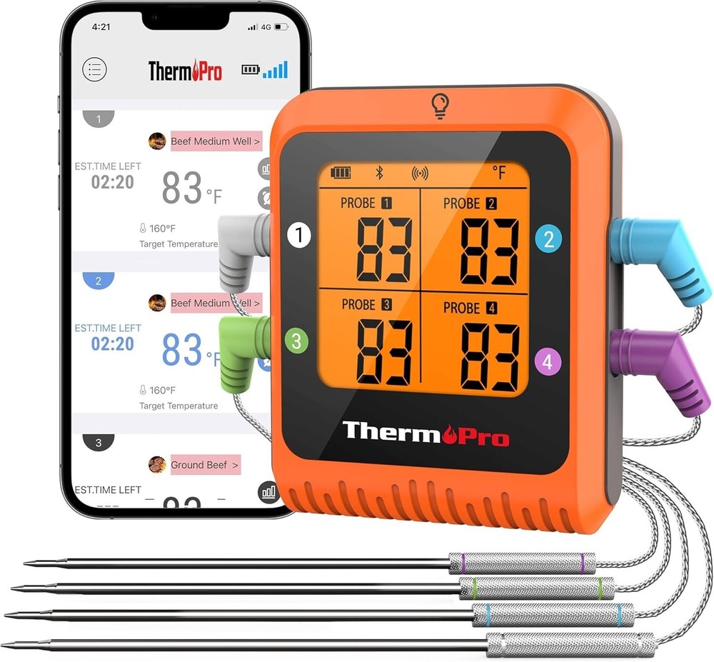Bluetooth Meat Thermometer with LCD Display 650FT Long Range  