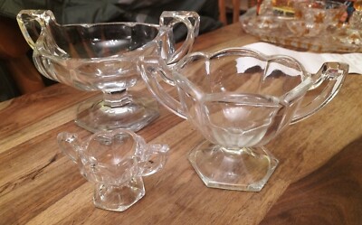 3er SET GLAS TROPHÄE BON BON GESCHALEN ZUCKERDOSEN SCHÖNER ZUSTAND SCHÖNES SET