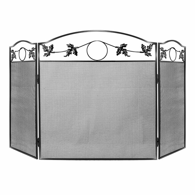 Black Metal Wrought Iron Fire Place Screen Oven Decorative Mesh