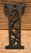 Letter "I" Ornate Cast Iron Filigree 4 5/8" tall by 2" wide 0557-I