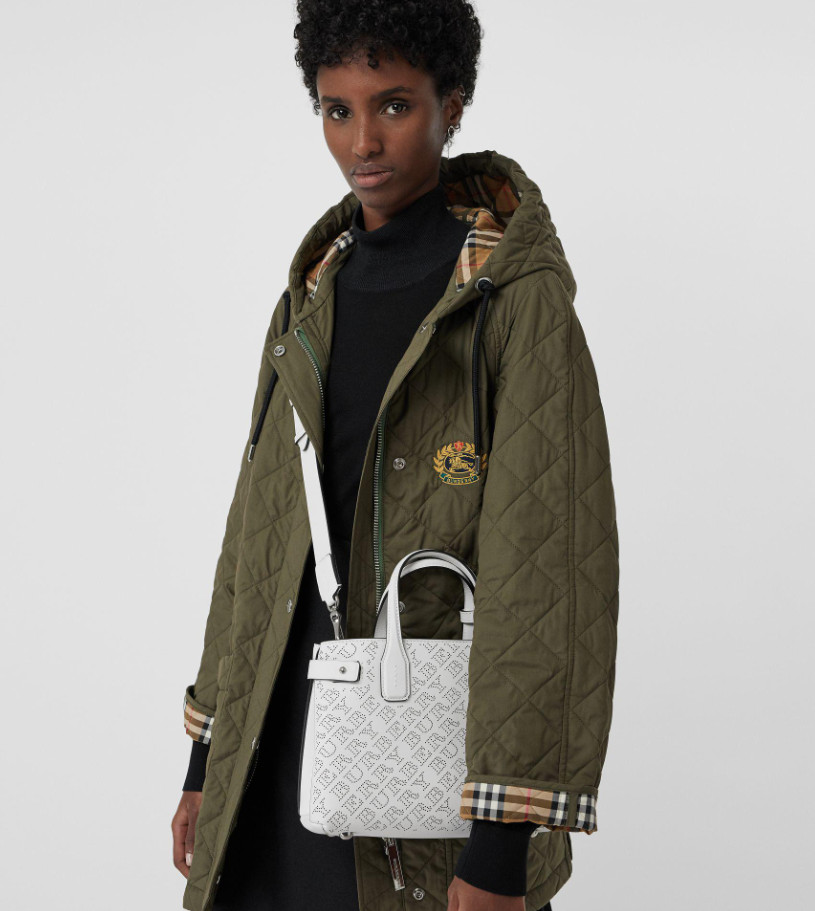 Burberry Women's Small Banner Perforated Logo Tote Bag, Chalk White, MSRP $1,650 image 10