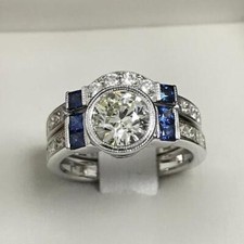1.60Ct White Round Cut CZ Engagement Wedding Ring Set Solid 925 Sterling Silver