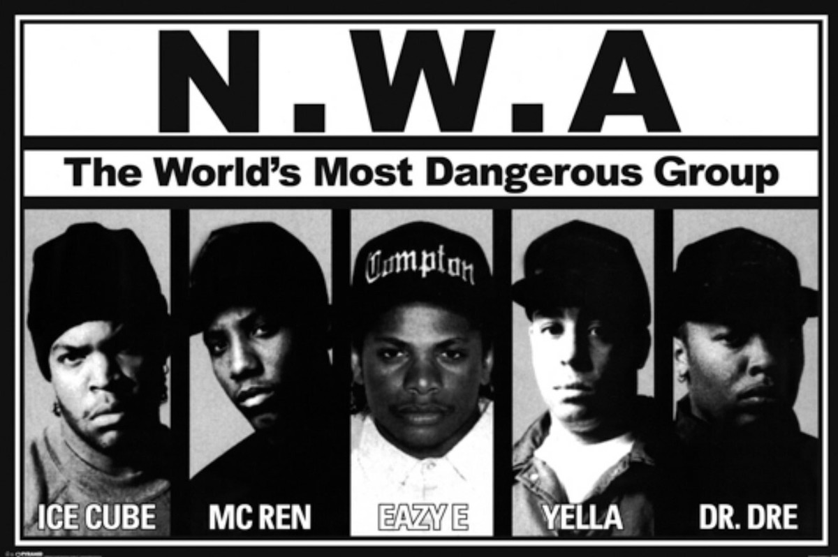 USオリジナル ICE CUBE LETHAL NWA G-RAP GANG N.W.A. Straight Outta Compton Poster 24x36-Rap Hip-Hop Music Ice