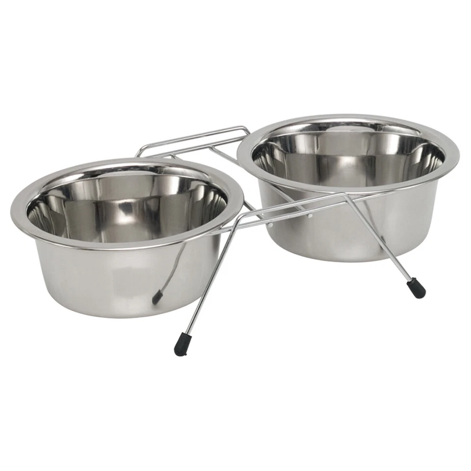 Nobby Napfständer Double Diner für Hunde - Chrom mit 2 Edelstahlnäpfen