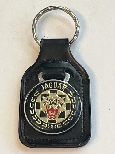 RARE 1960s VINTAGE ORIGINAL JAGUAR GROWLER LEATHER KEYCHAIN/FOB/ENGLAND/LQQK 👀