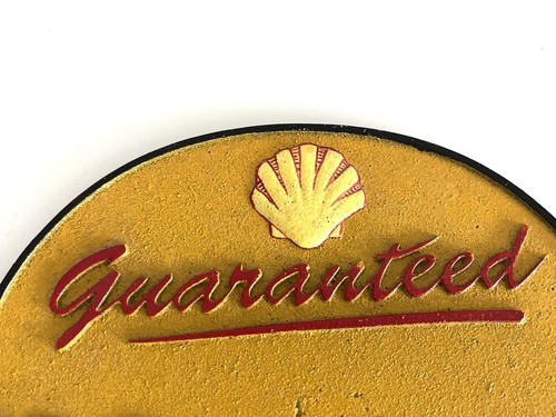Shell Cast Iron Sign Garage Showroom Mancave Large Gas Station Yellow - Picture 11 of 14