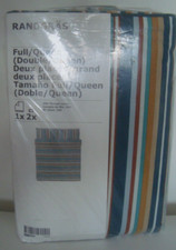 IKEA Queen Duvet Cover 2 Pillowcases Bed Set Multicolor Stripes Cotton Lyocell