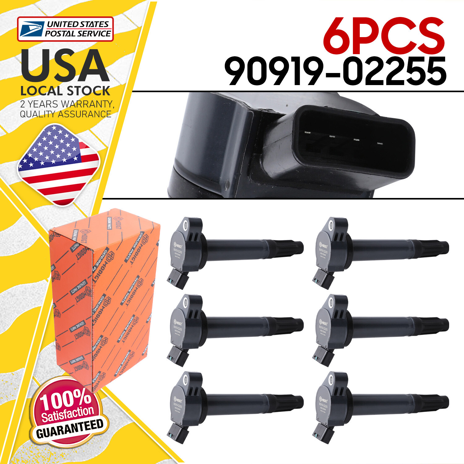 High Performance OEM Ignition Coils 6Pcs 90919-02255 For Lexus LX570 2008-2019