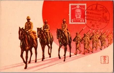 1916 Japan Military Postcard Cover Japanese Imperial Army Cavalry Soldiers Art