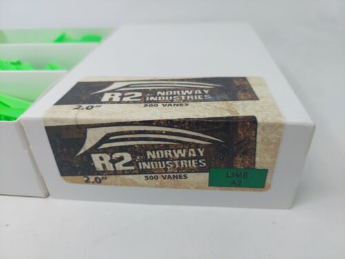 2.0" Lime Green Raptor II R2 Vanes Q2i Norway Industries: Bulk Pack Of 500 Count - Picture 3 of 6