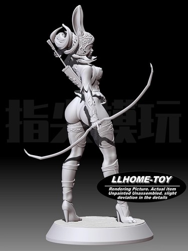 Game Hot Fran Rabbit People hot girl Hold a bow Resin 3D Print GK Kit Figure - Picture 4 of 13