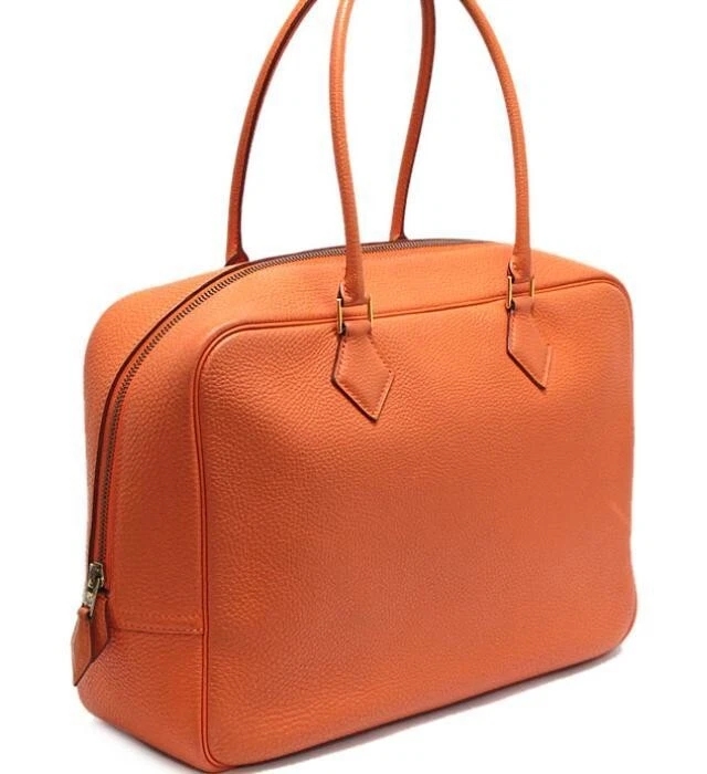 HERMES Plume 32 Handbag Togo orange D Engraved eBay