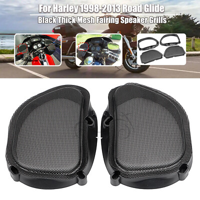 Front Fairing Black Mesh Speaker Grill For Harley Road Glide FLTRU/X FLTR 98-13