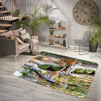 3D Stone Tiger Baby O842 Animal Non Slip Rug Mat Elegant Photo Carpet Fay