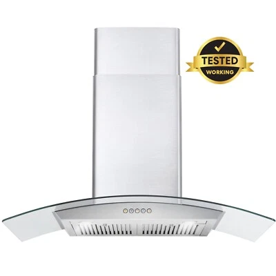 36 in. Ducted Wall Mount Range Hood Push Buttons, Stainless Steel. [OPEN BOX]