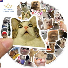 50PCS Cute Cat Stickers Vinyl Waterproof Funny Cats Decals for Water Bottle Lapt