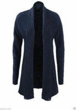 Womens Long Sleeve Waterfall Knitted Cardigan Ladies Open Fishnet Knit Sweater