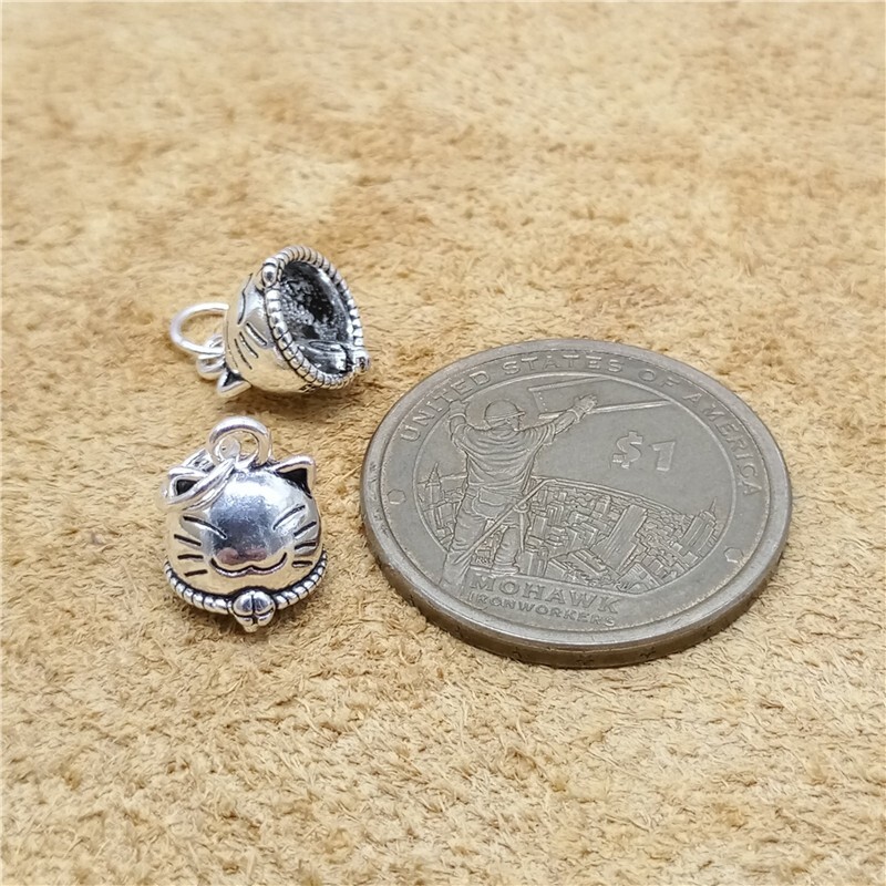 925 Sterling Silver Cat Collar Fortune Lucky Charm for Bracelet