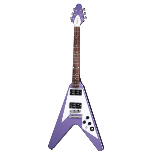 Epiphone Kirk Hammett 1979 Flying V Guitar, Gibson USA T-Type Pickups, Purple Me