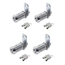 4 Tubular Cam Lock  1 1/2" (1.5") Toolbox Cabinet Key Removable Keyed Alike