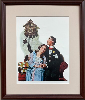 Norman Rockwell ''Courting Couple at Midnight'' CUSTOM FRAMED Art  Print Americana