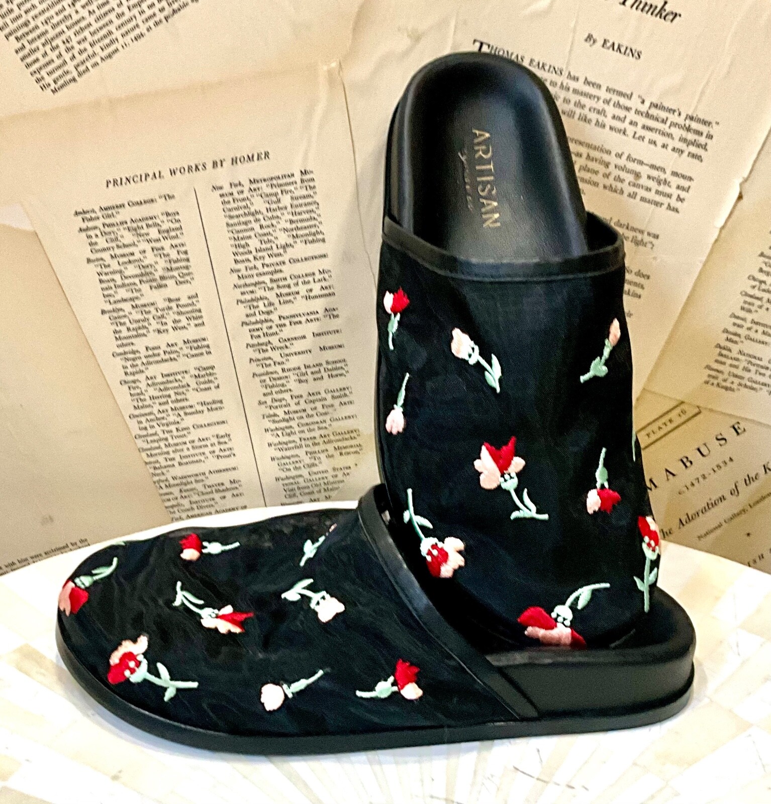 Мюли Free People Artisan от Zigi Delilah с вышивкой из прозрачных цветов черные 65 НОВЫЕ 18690₽