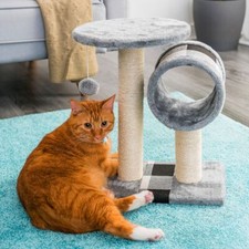 Cat Scratching Post Bed Activity Centre Toys Grey Sisal Play Scratcher 