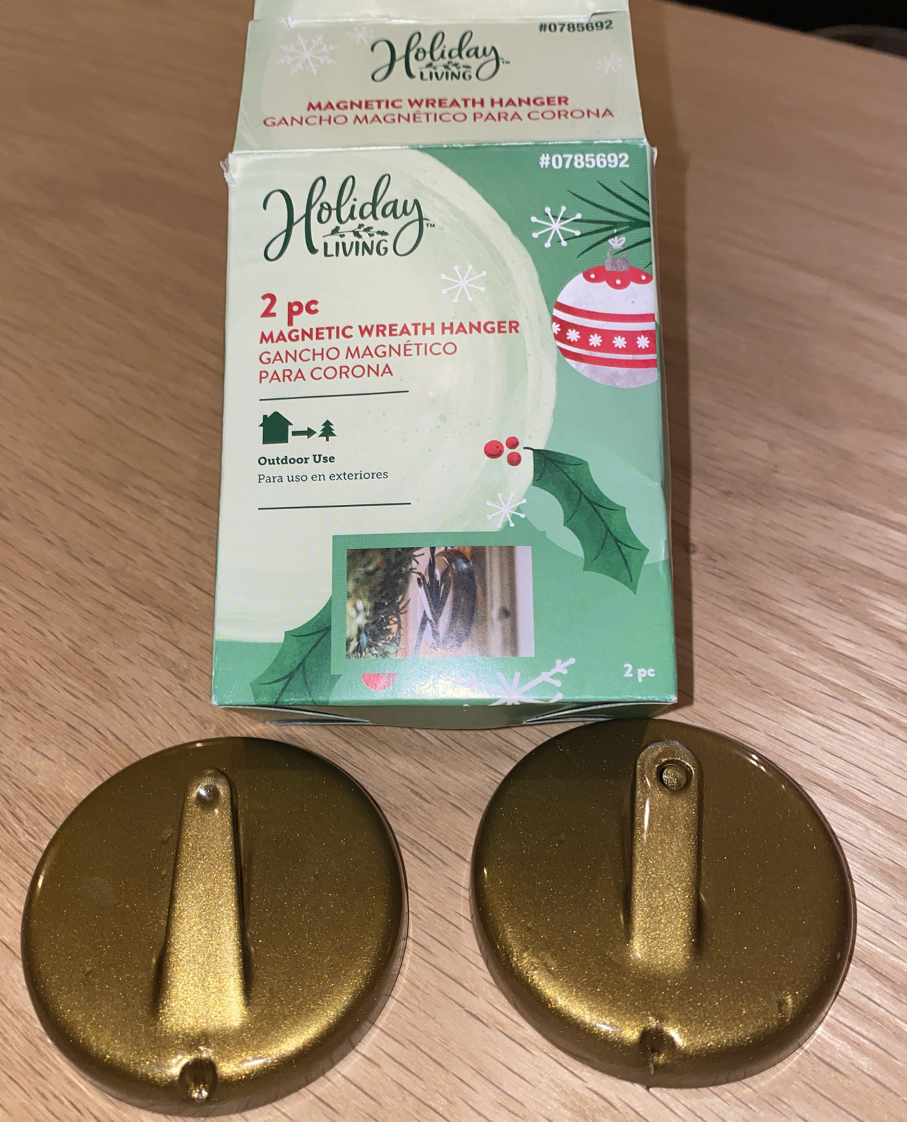 Set of 2 Wreath Door Hanger Hooks Gold Rubber Coated Holiday