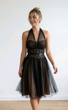 Betsey & Adam by Linda Bernell Tulle Midi Dress Lace Sheer Halter Balletcore