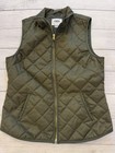 Old Navy Vest Womens Medium Green Quilted Puffer Zip Sleeveless Outerwear