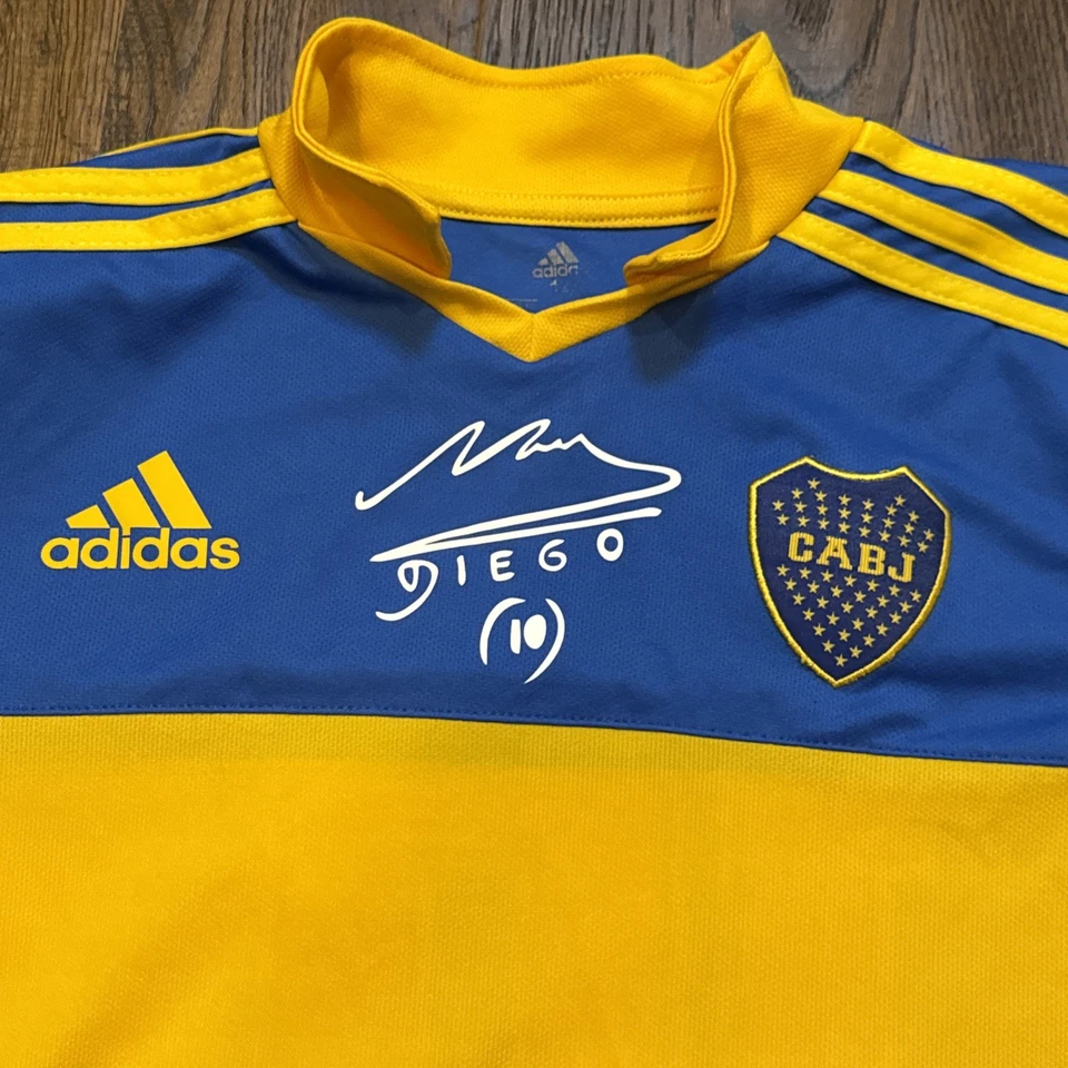 Vintage Adidas Diego Maradona CABJ youth Jersey XL Blue Yellow - Image 2 of 4