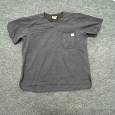 Carhartt Scrub Top Mens Size L Grey Classic Fit Ripstop V-Neck Pocket Workwear