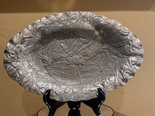 VTG 1990 Arthur Court Bunny Rabbit Serving Plate, Cast Aluminum Ruffled Edge