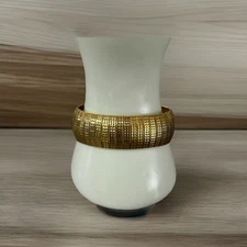 Gold Tone Omega Diamond Cut Clasp Bracelet. Measures 8”