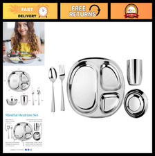 Stainless Steel Kids Dinnerware Set - 5 Piece Toddler Plates, Bowls  Utensils