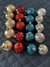 Christmas ball ornaments, gold, red, blue and silver. Shatterproof, 20, 3.75 in