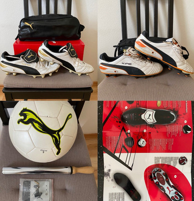 PUMA King Finale i FG Stollen Weiß Schwarz Gold Größe 44/44½ Herren Rasen