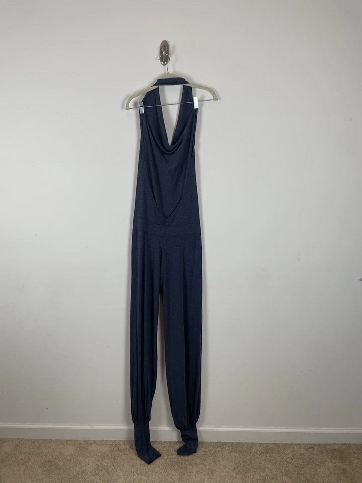 Aria Lattner Handmade Halter Aria Jumpsuit Size Small Navy Blue Stretch - Image 3 of 4