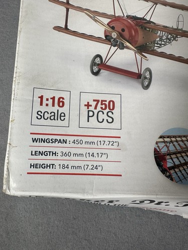 Artesania Latina Fokker Dr.I Red Baron 1:16 Metal & Wood Model Plane Kit 20350 - Picture 4 of 10