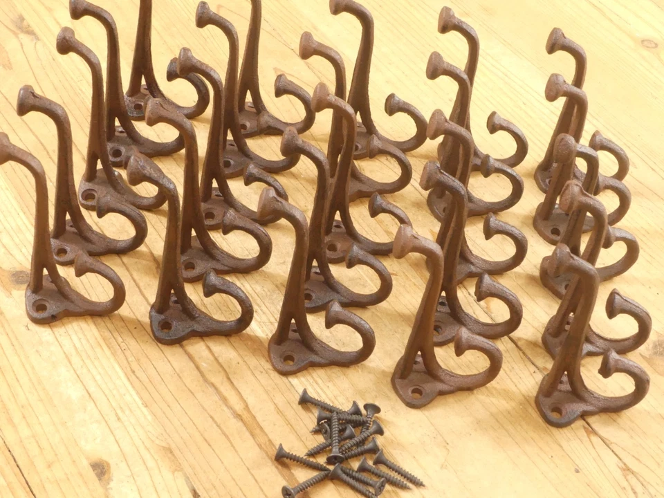 50 ganchos de pared rústicos de hierro fundido para abrigo sombrero restaurar escuela granja toalla baño cocina Foto 2 de 4