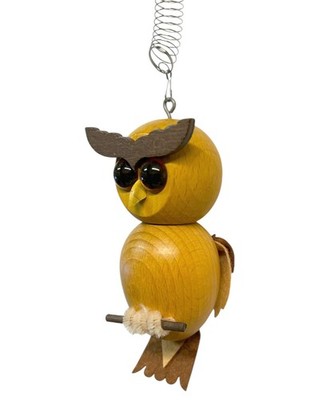 SCHWINGFIGUR Eule FEDERFIGUR aus Holz Schwingtier Holzfigur Holzeule