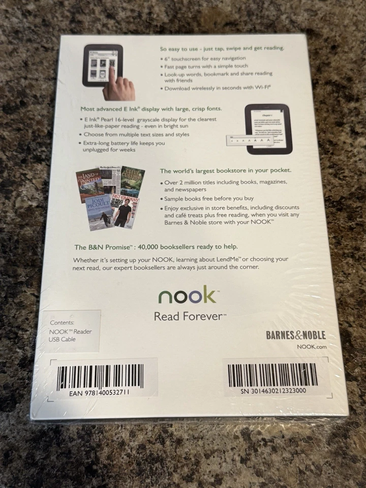 Barnes & Noble Nook Simple Touch 2GB, Wi-Fi, 6in eBook Reader - Black - Sealed - Image 2 of 3